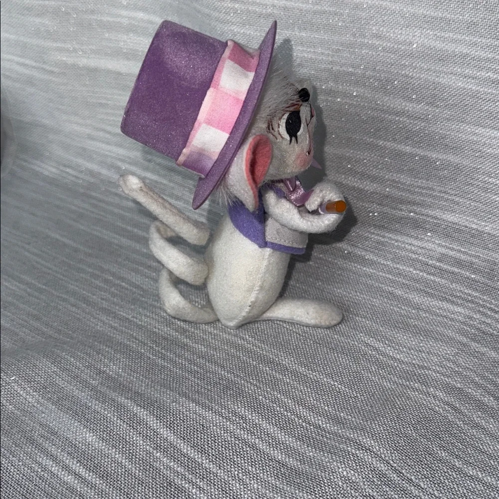 Annalee 2003 Mouse Purple Hat Vest Cane Curly Tail 6